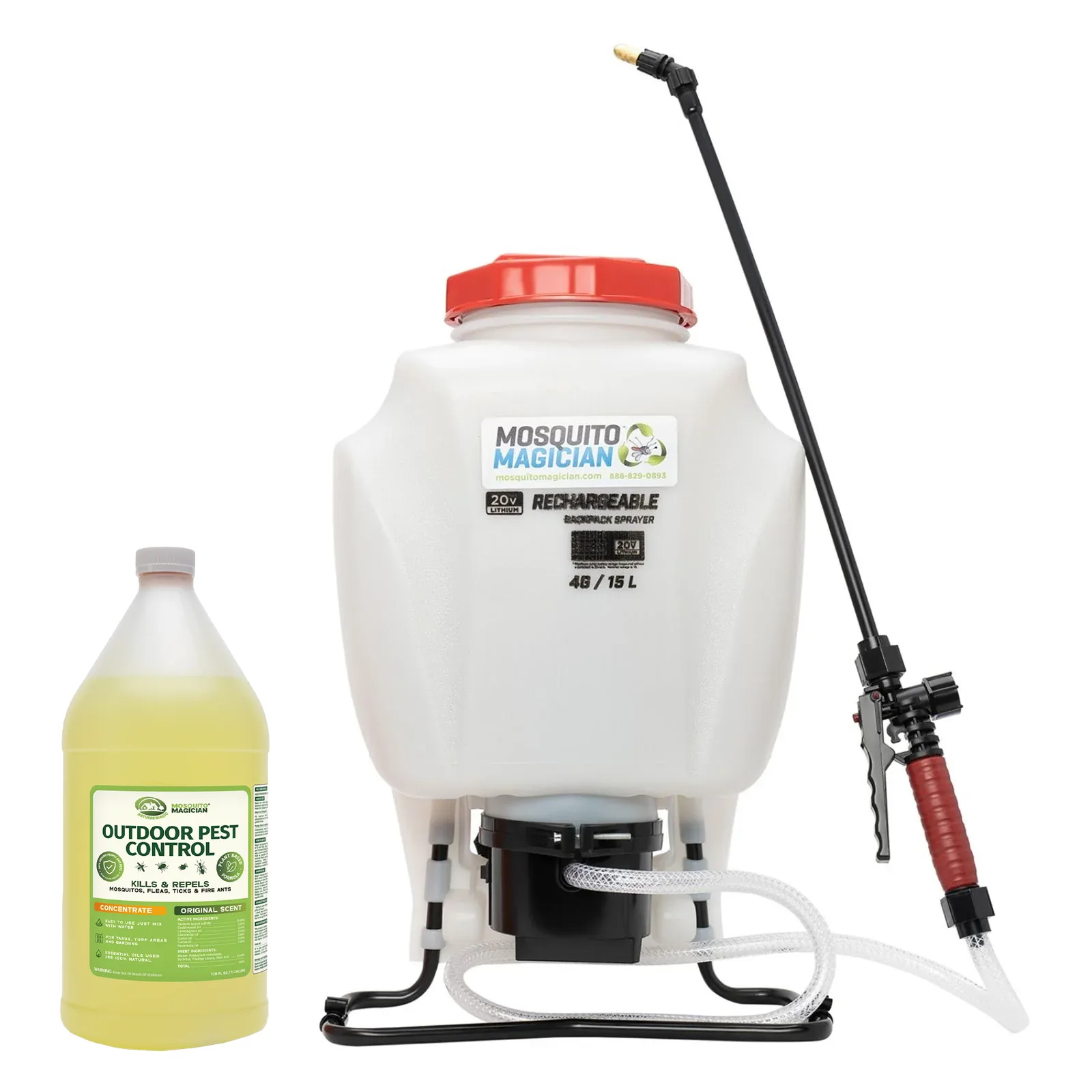 Battery Backpack Sprayer + 1 Gallon Mosquito Killer & Repellent Combo